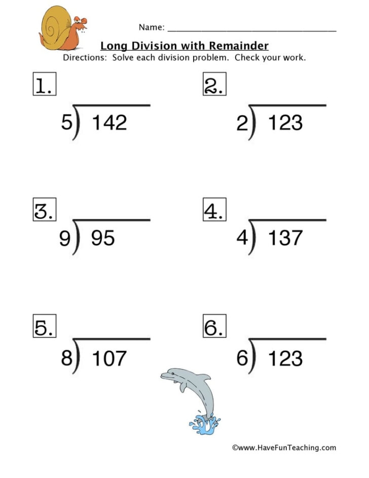 Long Division Problems Worksheets Long Division Worksheets