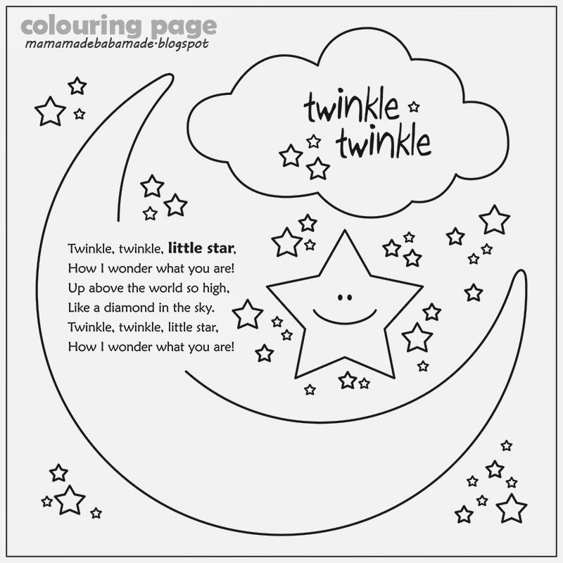 Mama made Baba made Twinkle Twinkle Little Star colouring Page 