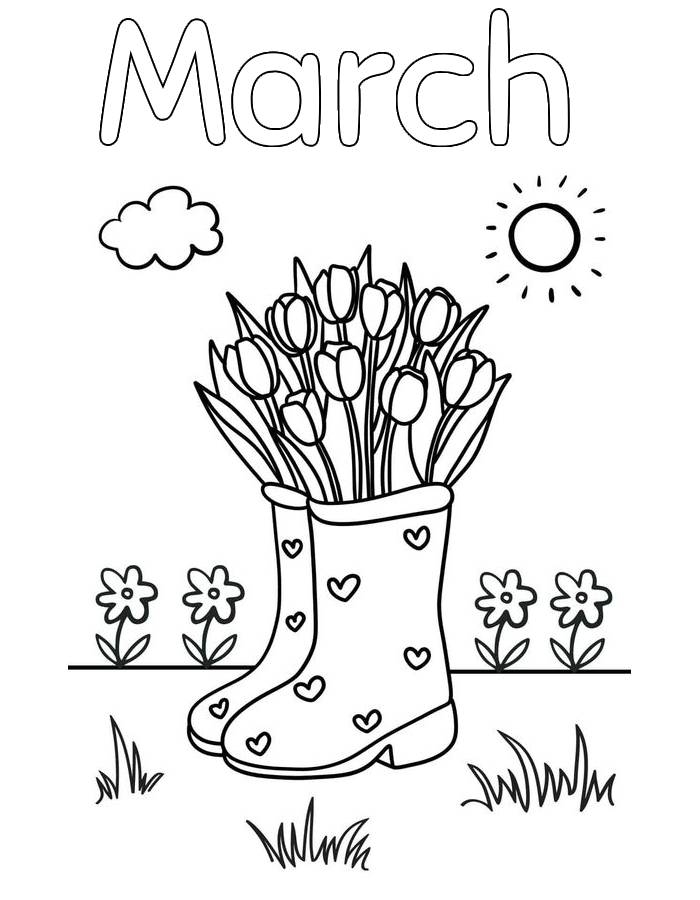 March Coloring Pages Free Printable PDF 