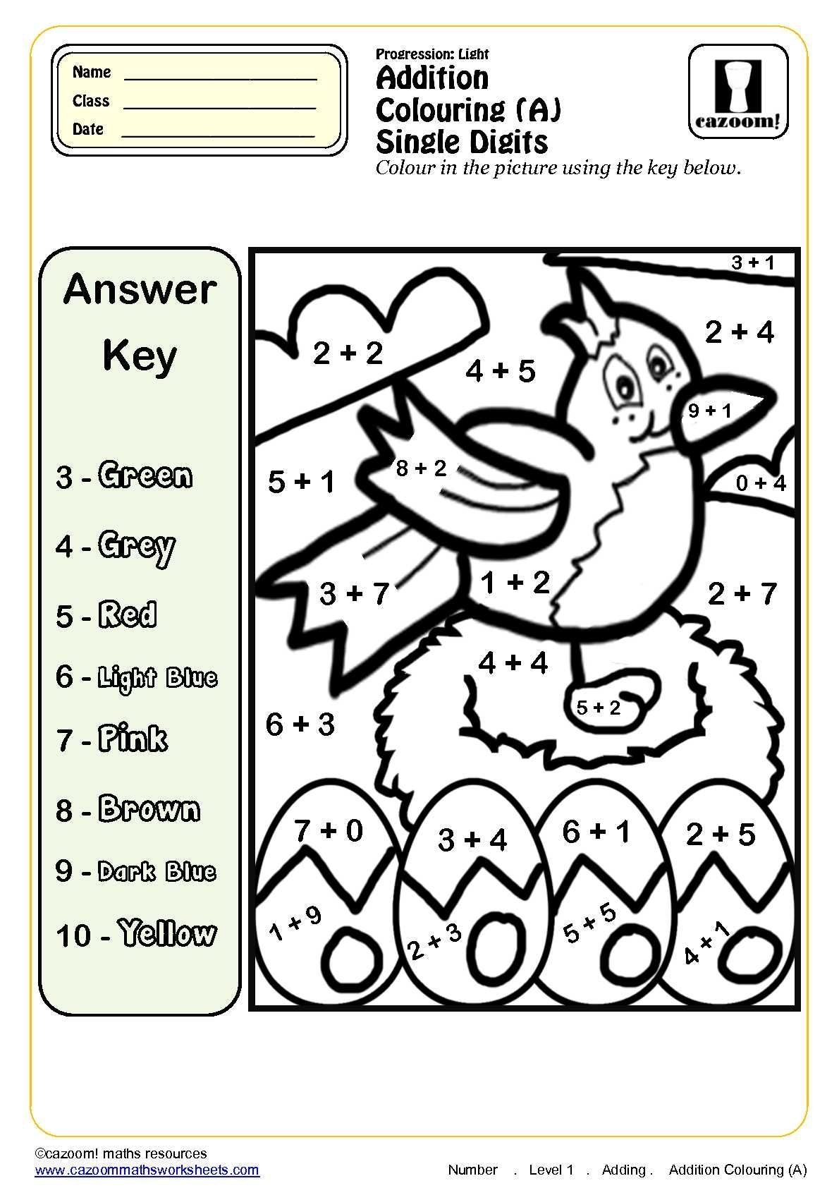 Maths Colouring Sheets Ks1