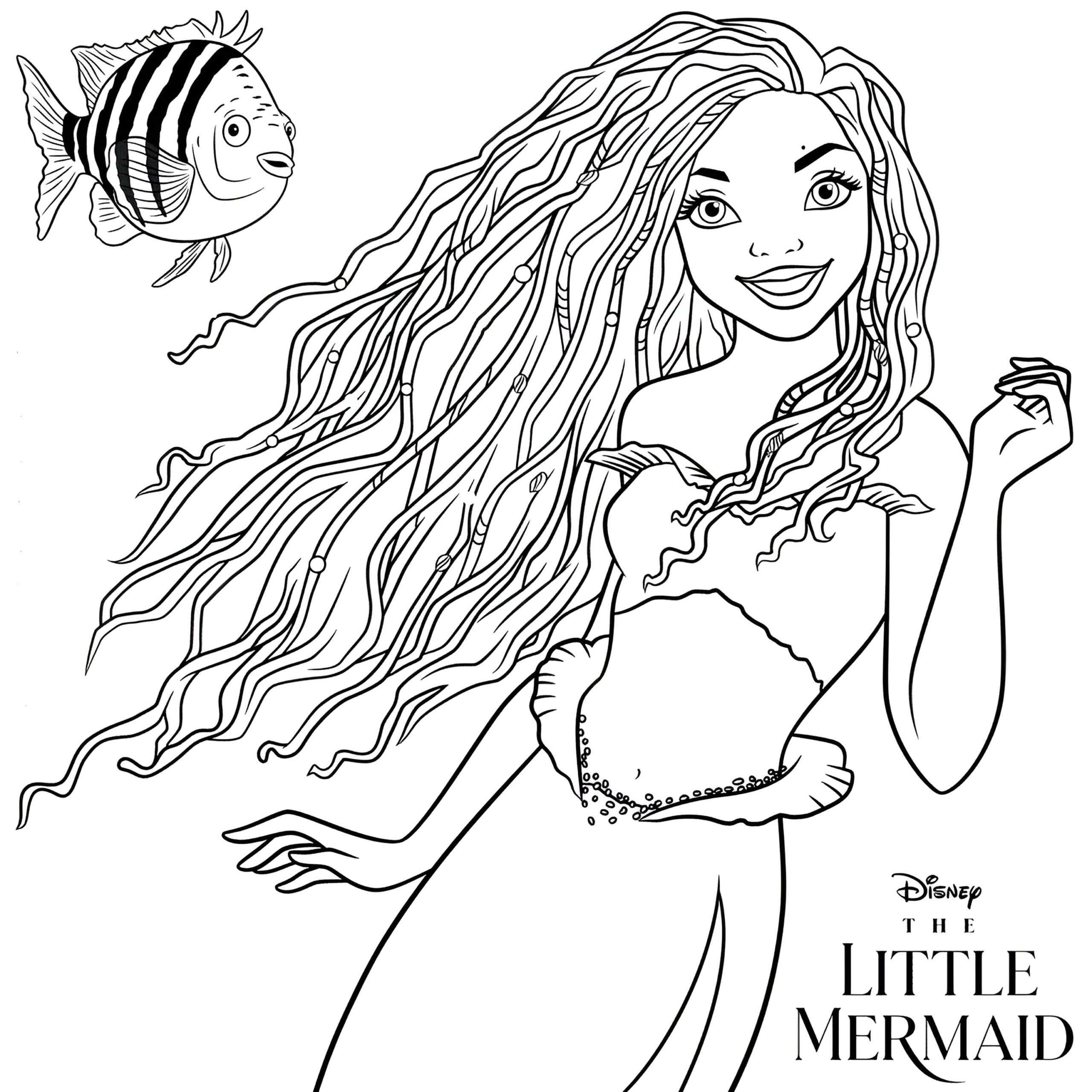Mermaid Coloring Pages The Little Mermaid 2023 Drawing Free Printable 