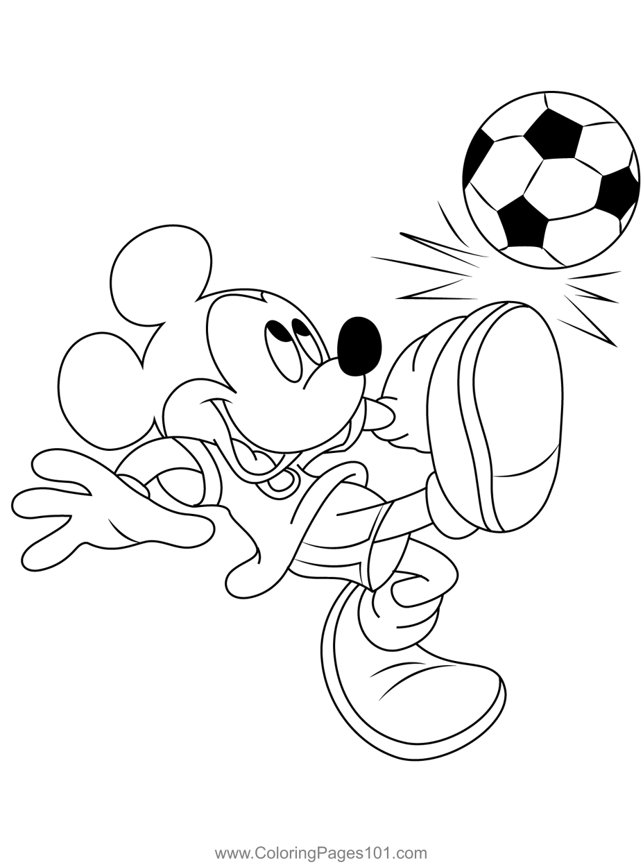 Mickey Mouse Play Football Coloring Page For Kids Free Mickey Mouse 