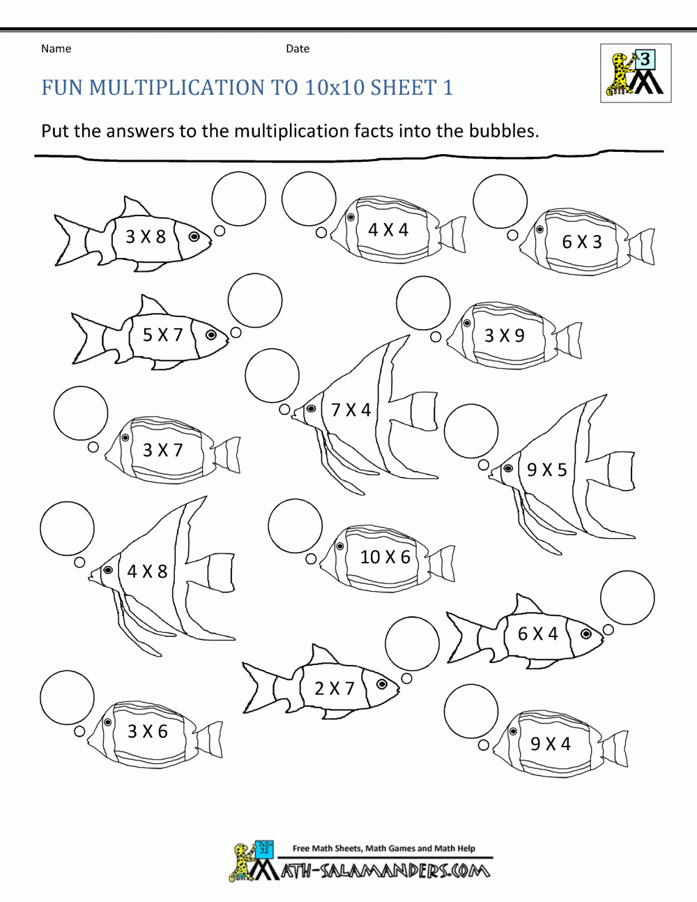 Multiplication Activity Sheet Sheet
