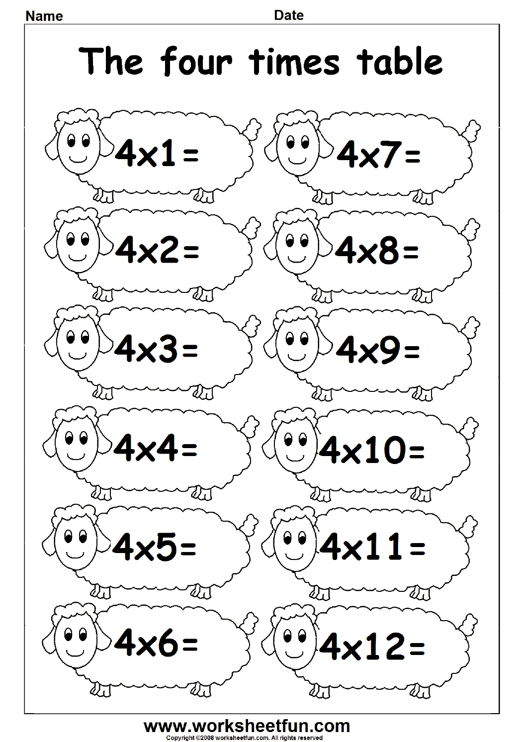 Multiplication Worksheets 3 And 4 Times Tables 