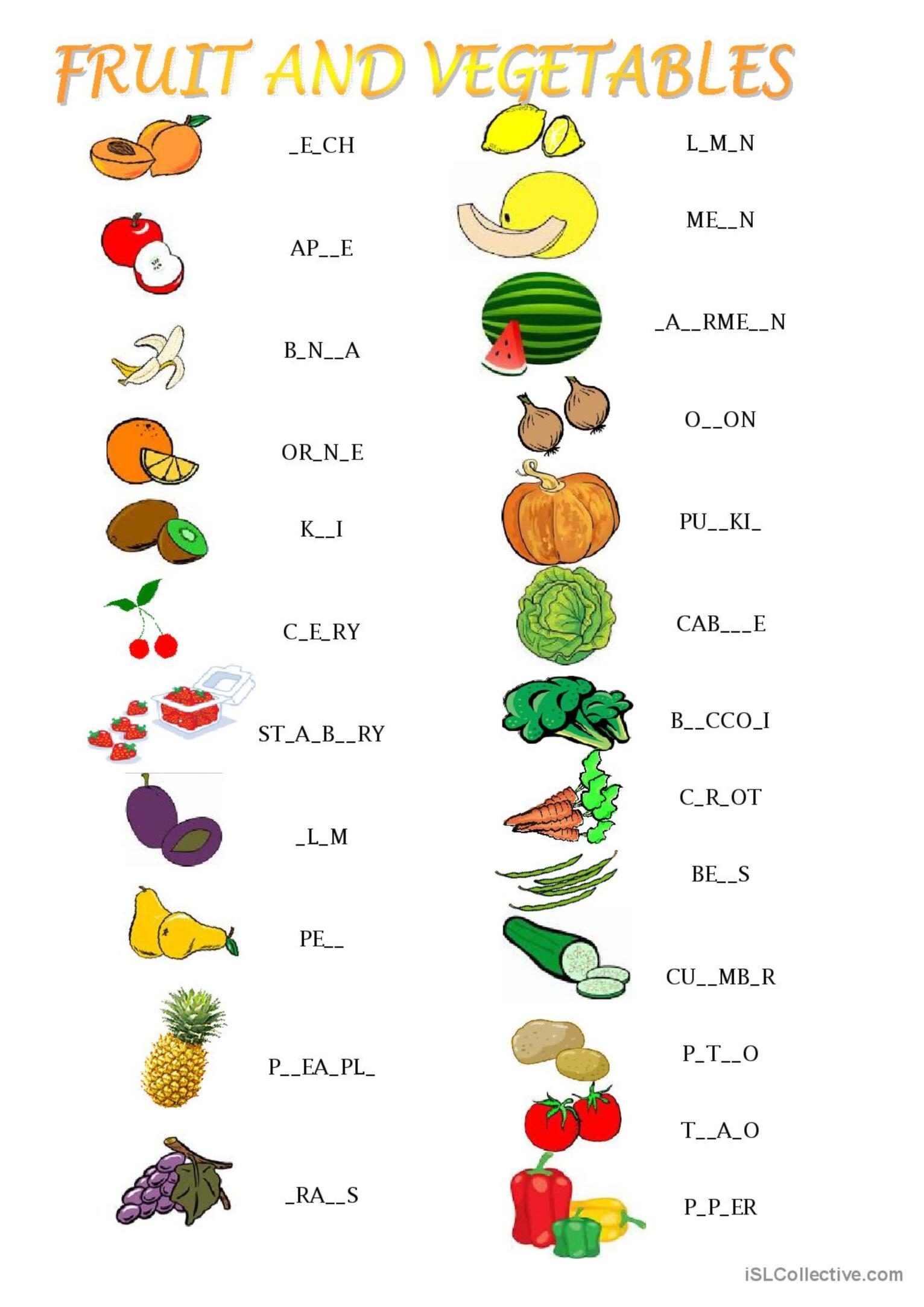 Naming Fruit And Vegetables Worksheet Teach Starter Worksheets Library