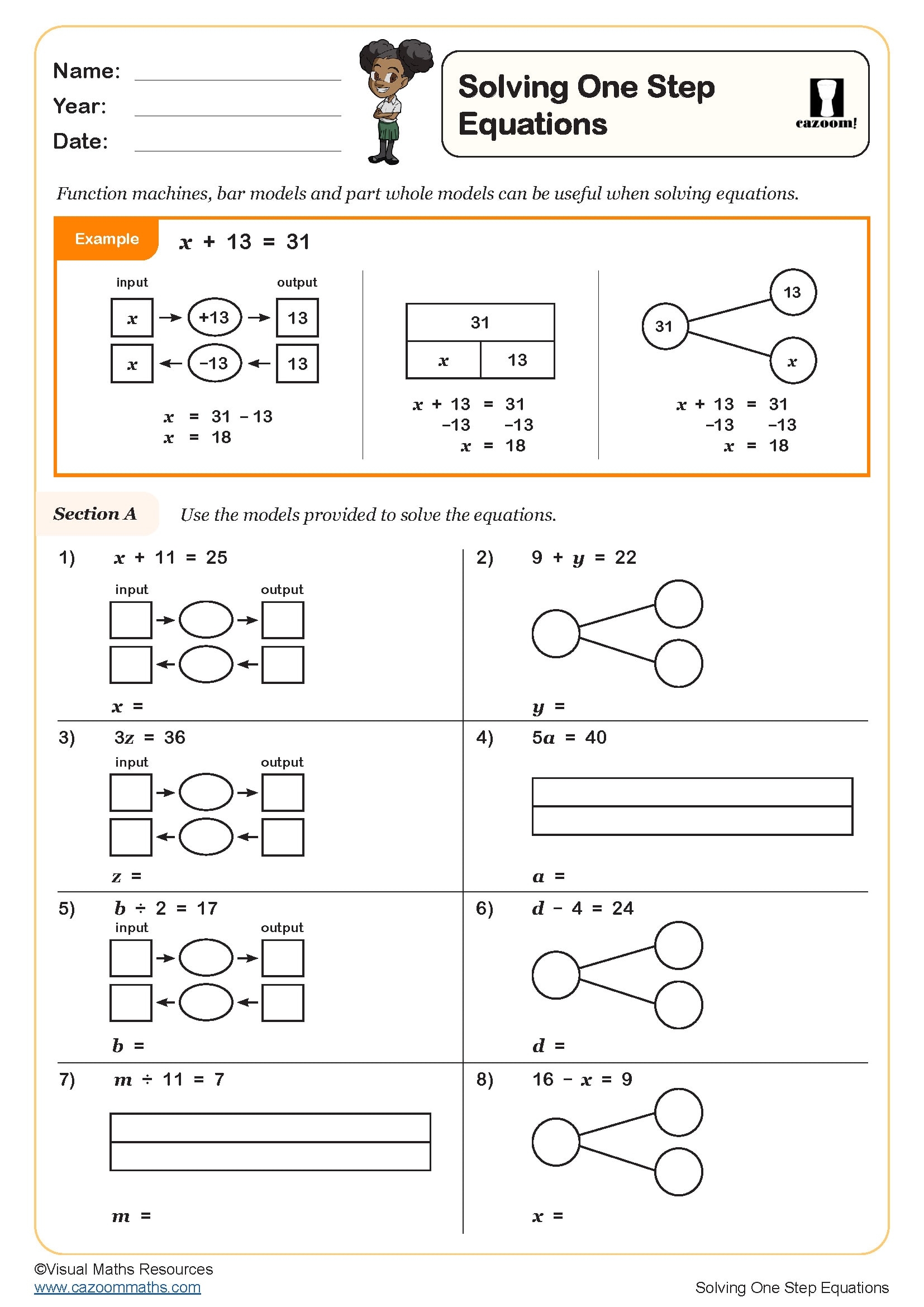  One Step Algebra Equations Worksheet PDF Beyond Worksheets Library