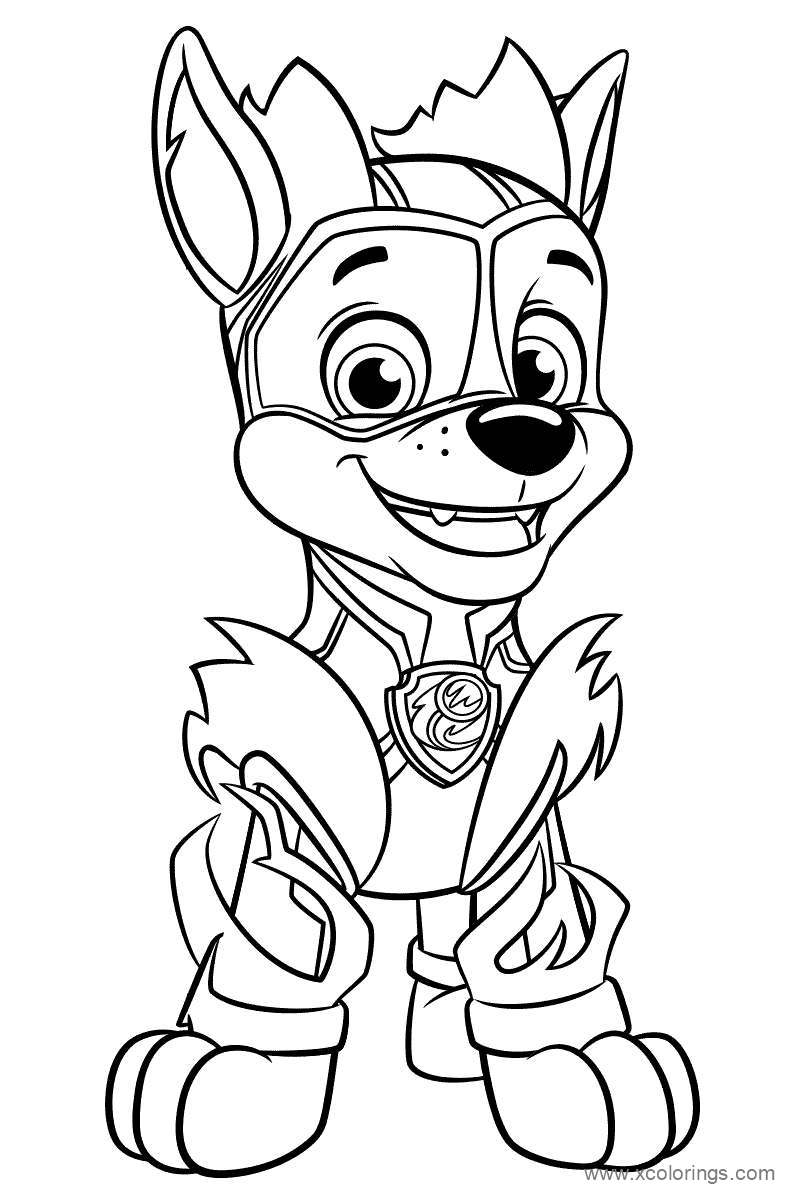 Paw Patrol Mighty Pups Chase Coloring Sheet XColorings