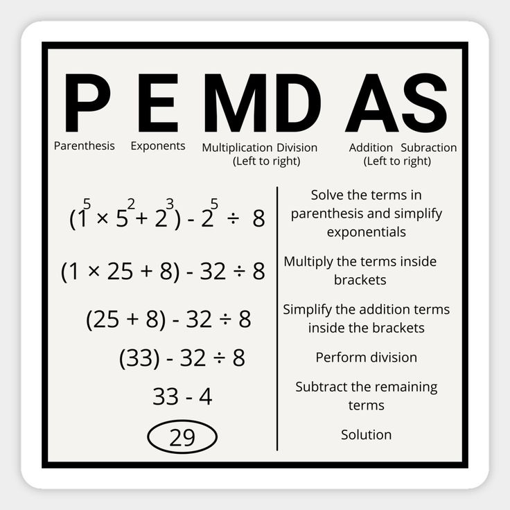 PEMDAS Acronym Meaning Problems Example With Answers Magnet
