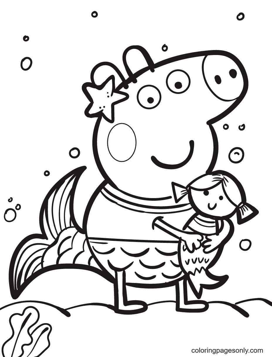 Peppa Mermaid Coloring Page Free Printable Coloring Pages