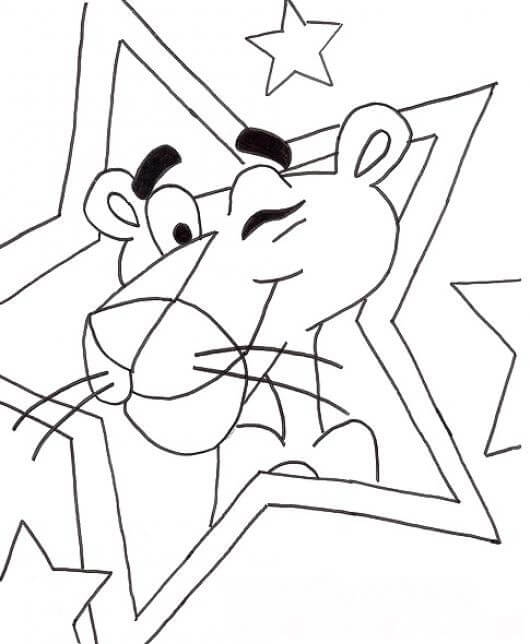 Pink Panther And Star Coloring Page Free Printable Coloring Pages For 