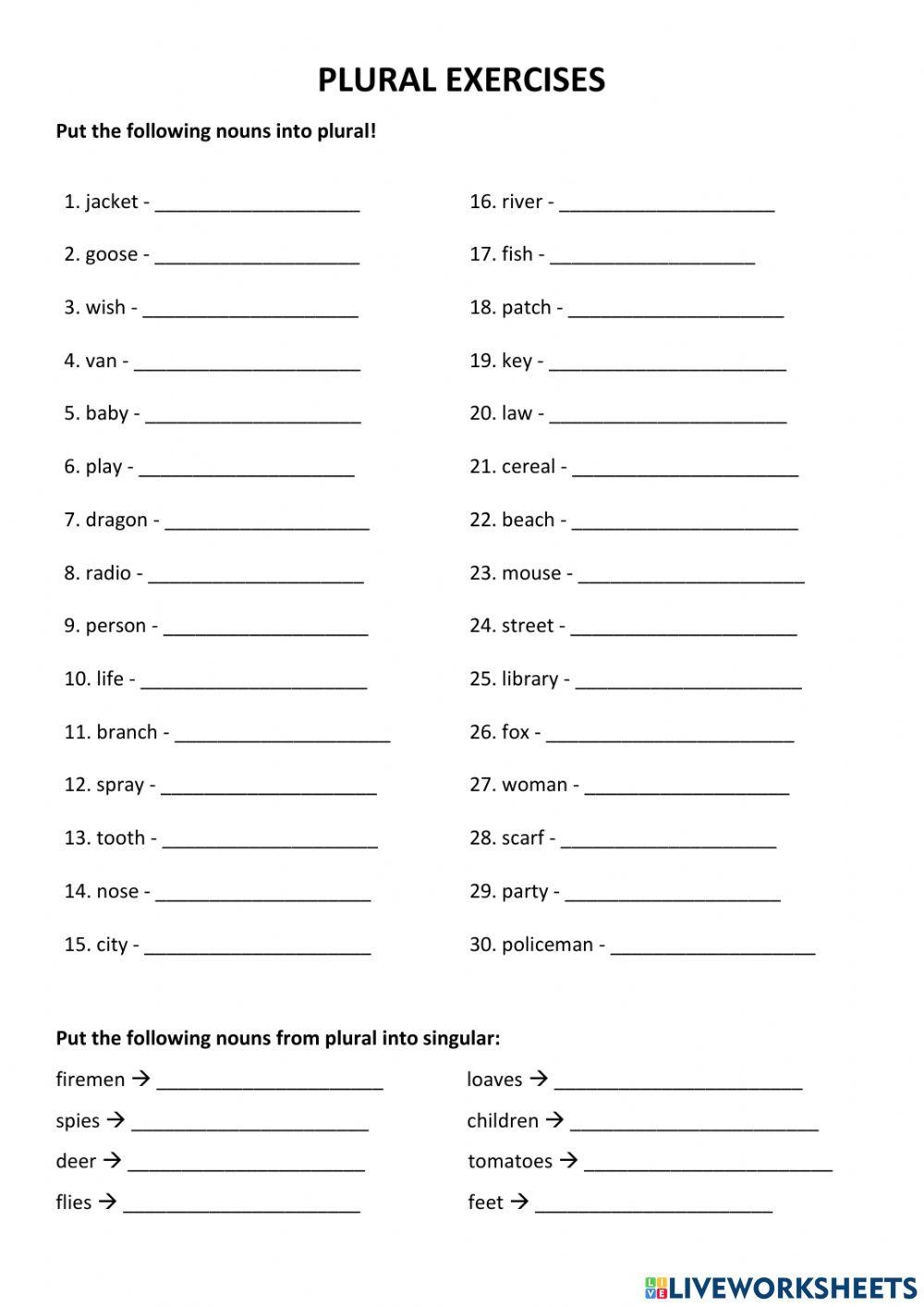 Plural Nouns Worksheets 15 Worksheets Worksheets Library