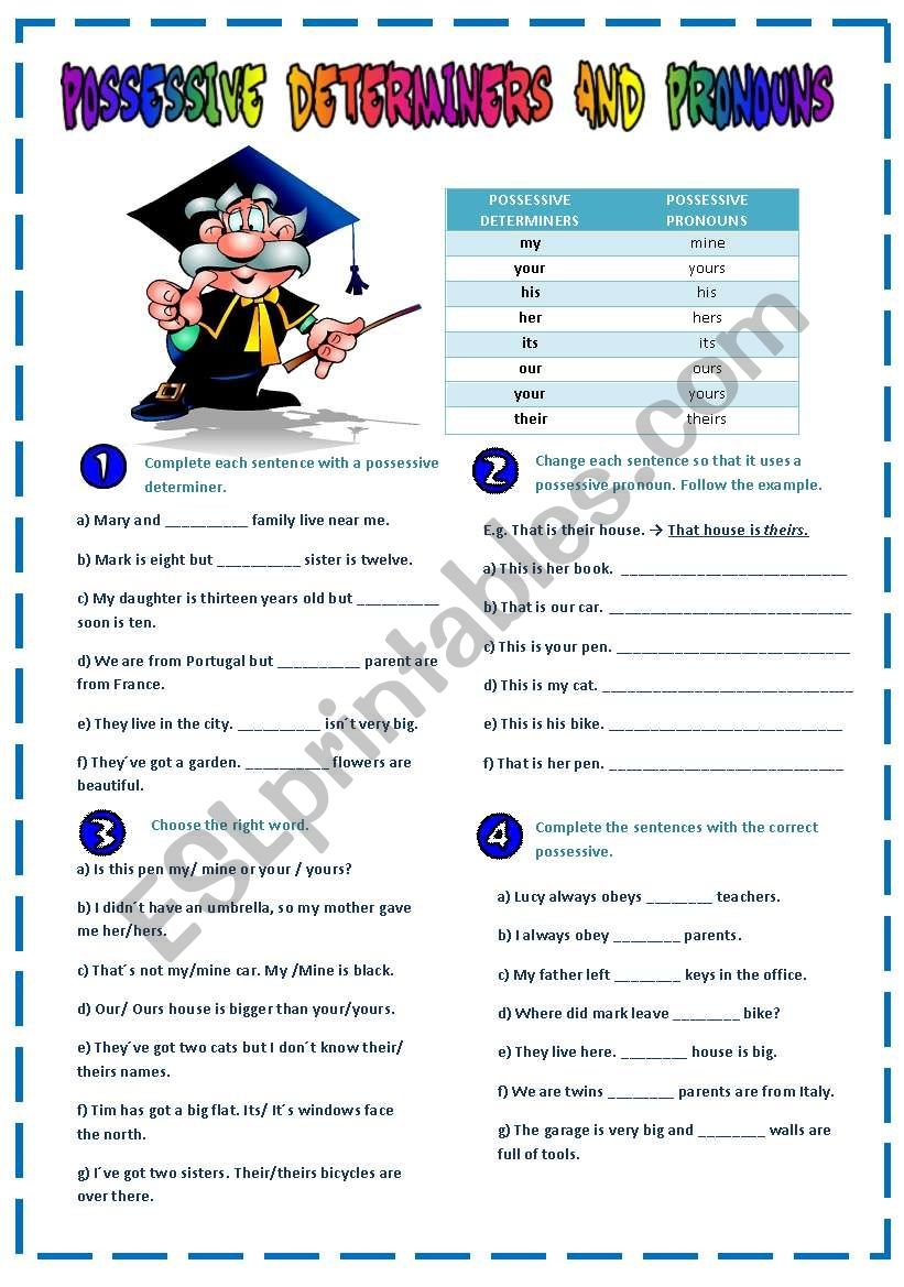 Possessive Determiners Worksheet