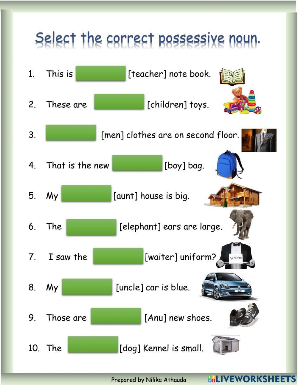 Possessive Nouns Interactive Worksheet For Grade 4 Live Worksheets 