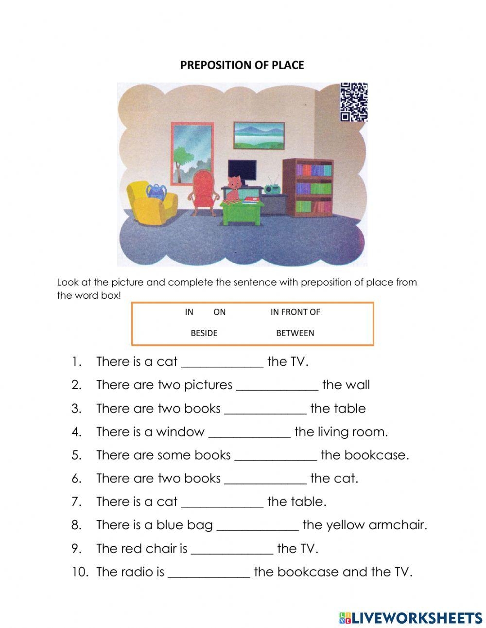 Preposition Of Place Online Worksheet For Grade 4 Live Worksheets 