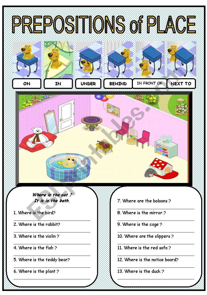 Preposition Of Place Worksheet For Grade Preposition Worksheets The 