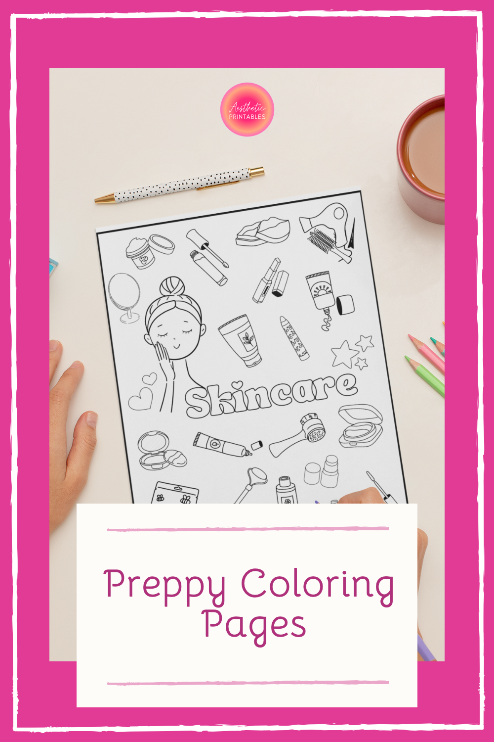 Preppy Coloring Pages Preppy Coloring Book Printable Easy Aesthetic 
