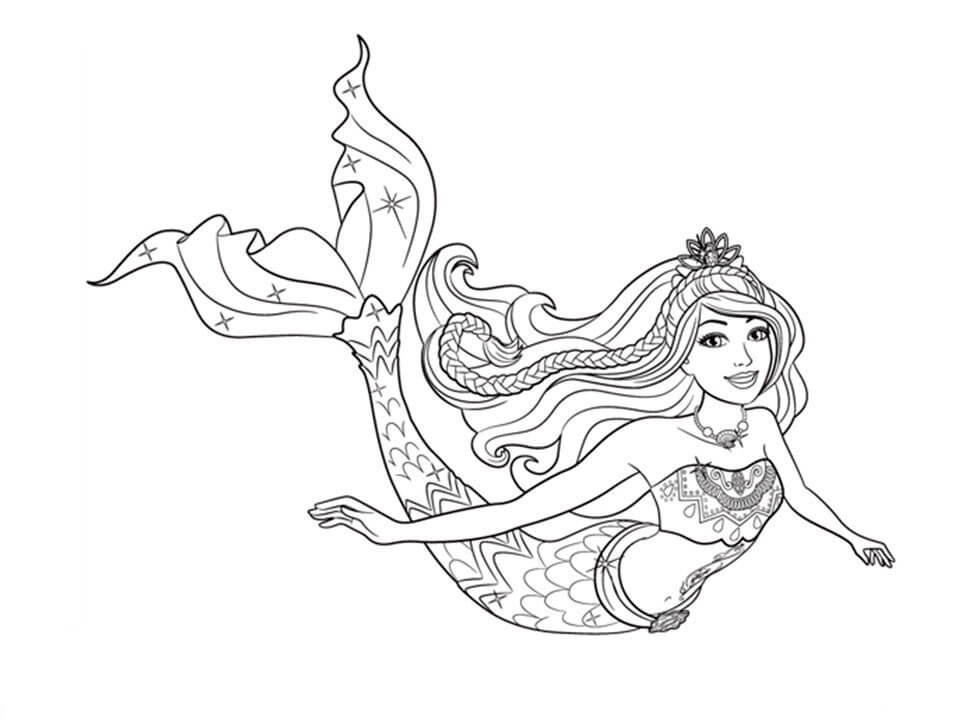 Princess Barbie Mermaid Coloring Page Free Printable Coloring Pages 