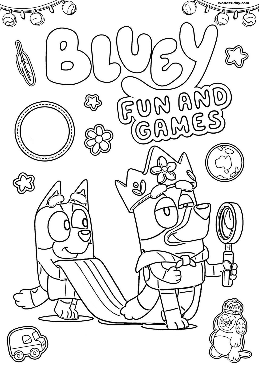 Printable Bluey And Bingo Colouring Pages