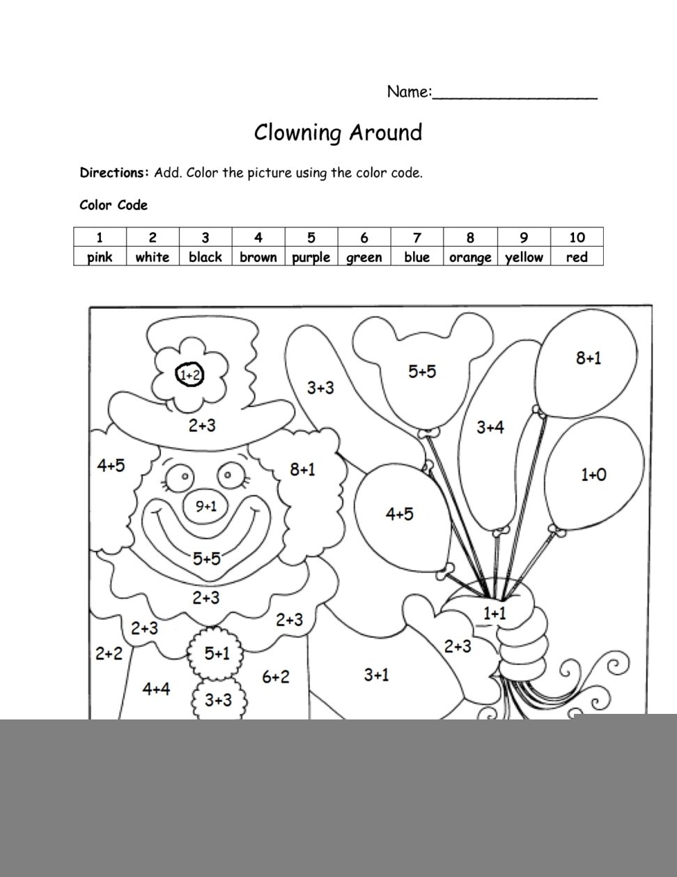 Printable Colornumbers Worksheets Printable Color By Number Math 