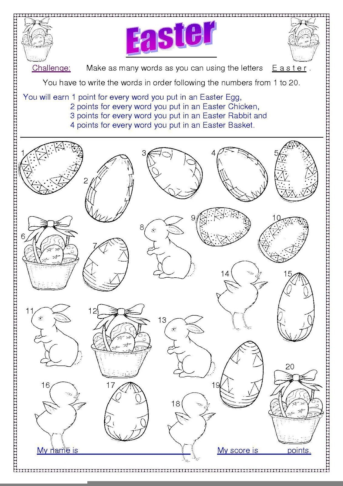 Printable Easter Worksheets Pdf Printable Worksheets