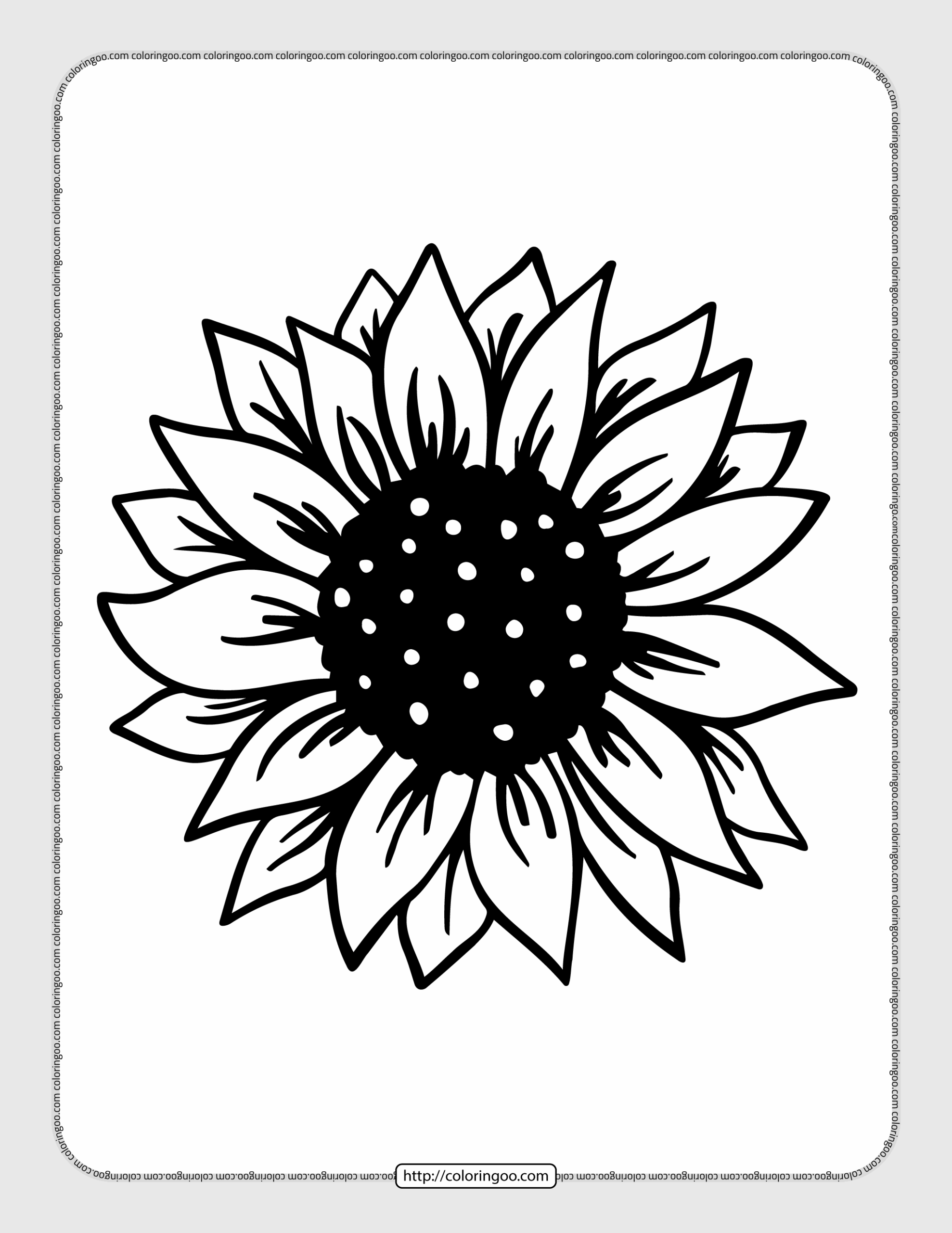 Printable Sunflower Pdf Coloring Sheet