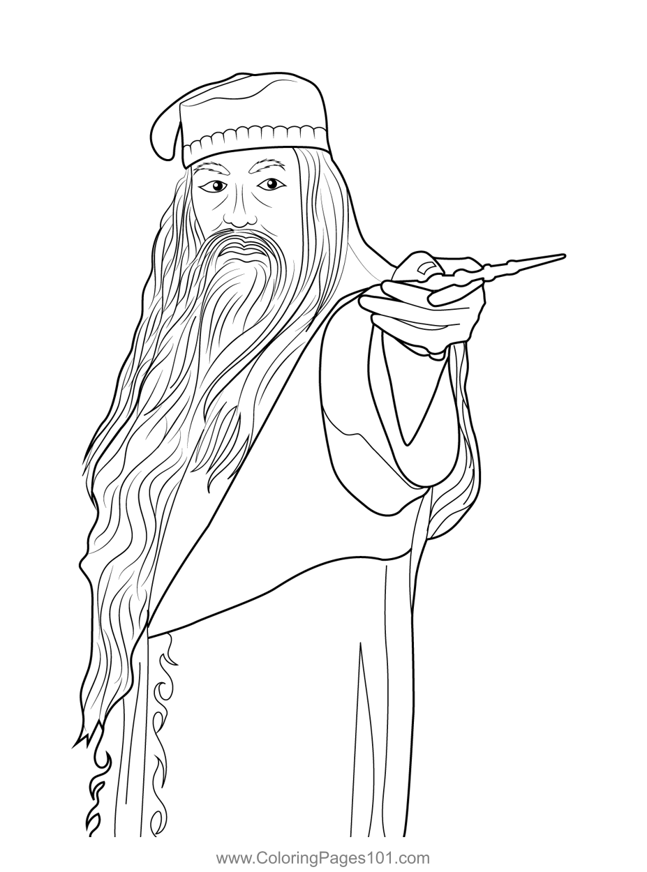 Professor Albus Dumbledore Harry Potter Coloring Page For Kids Free 
