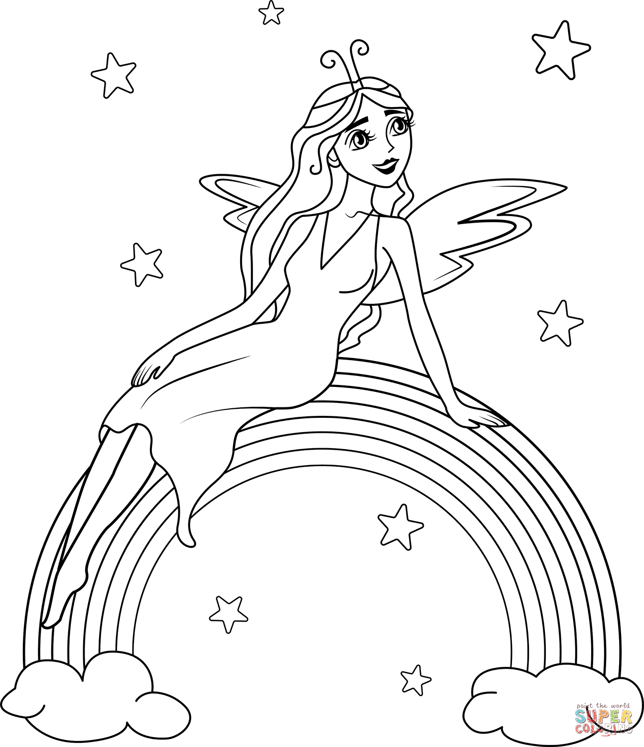 Rainbow Fairy Coloring Pages Coloring Home