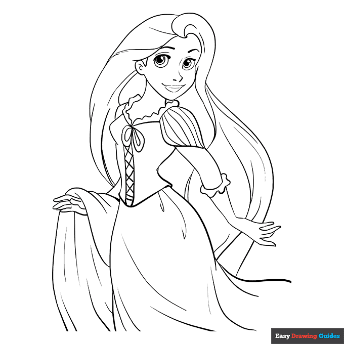 Rapunzel From Tangled Coloring Page Easy Drawing Guides