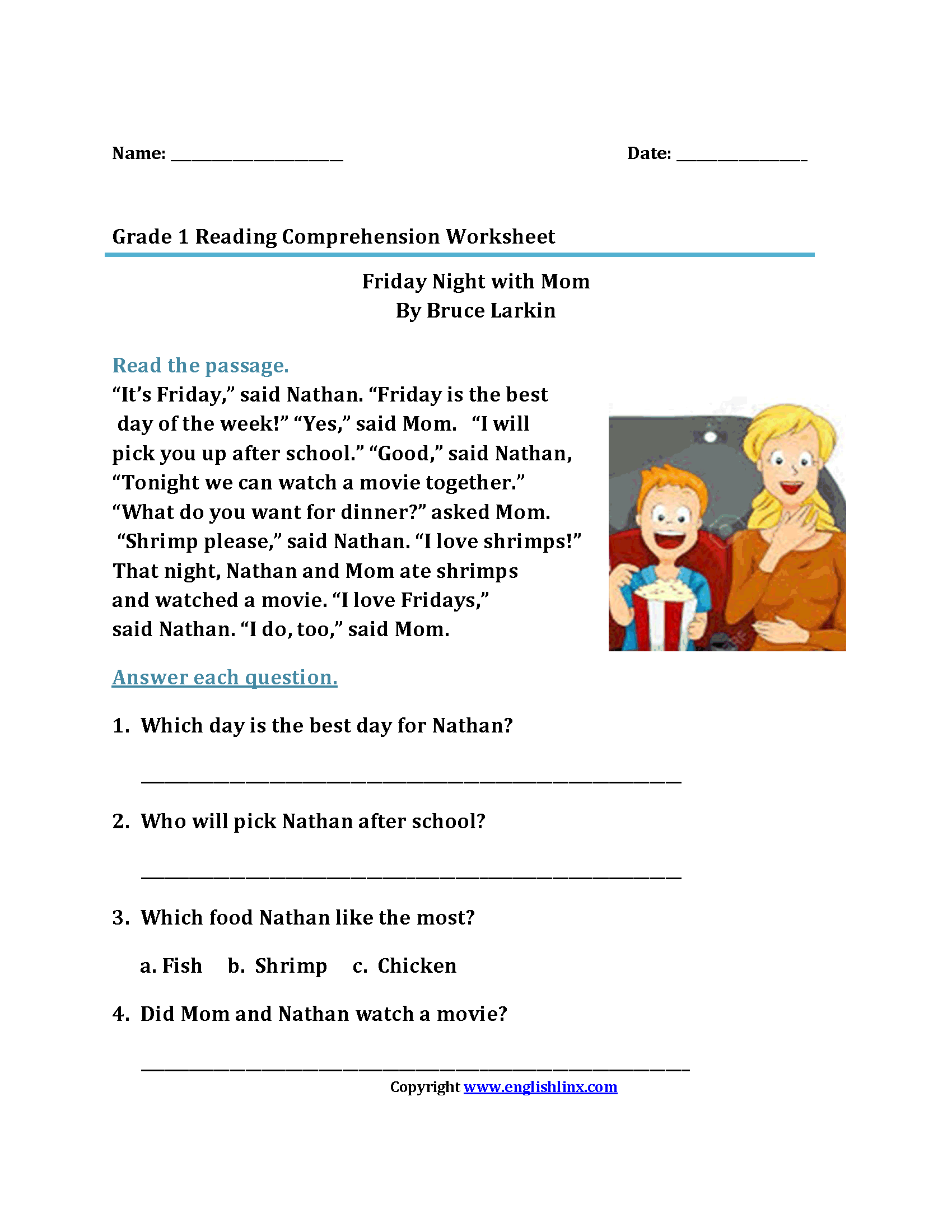 Reading Worksheets First Grade Reading Worksheets