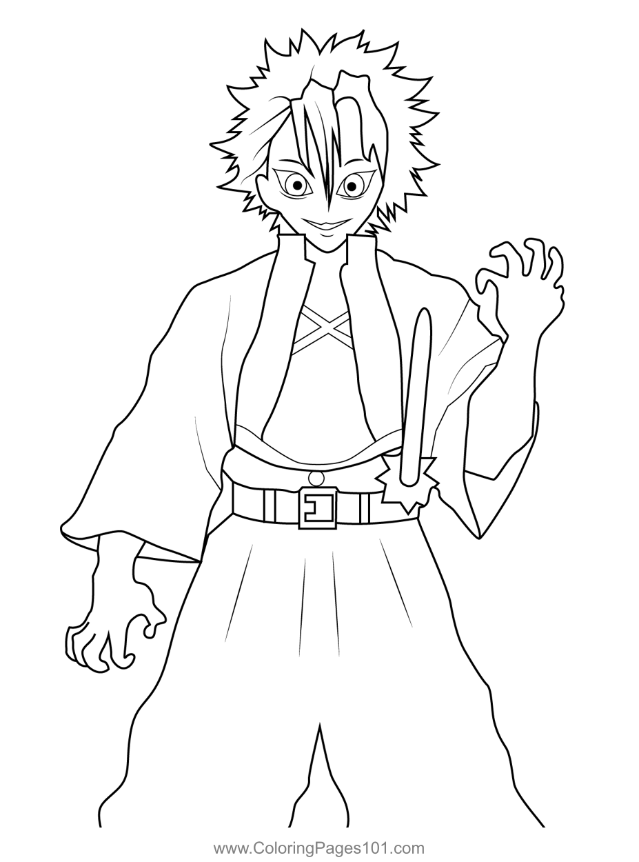 Sanemi Shinazugawa Demon Slayer Coloring Page For Kids Free Demon 