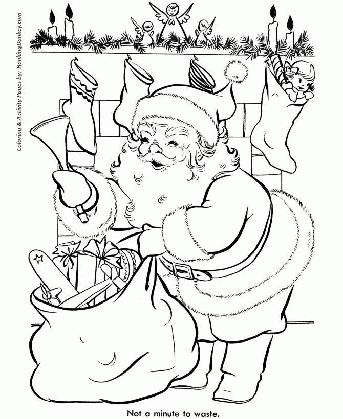 Santa Claus Coloring Pages Santa Claus Leaving Toys HonkingDonkey