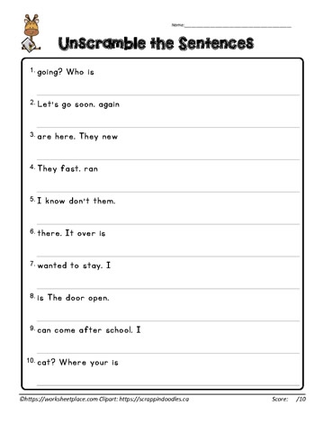 Sentence Building Worksheets First Grade Infoupdate