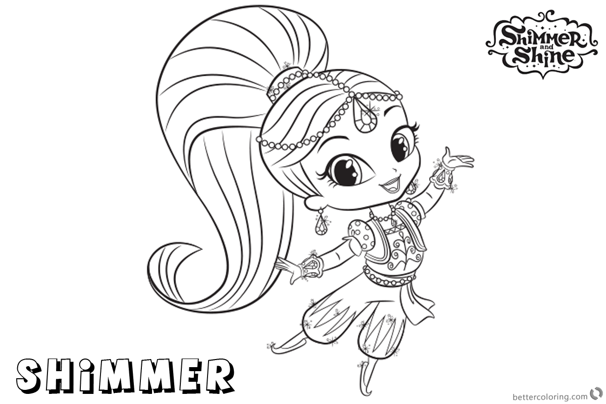 Shimmer And Shine Coloring Pages Shimmer Is Dancing Free Printable