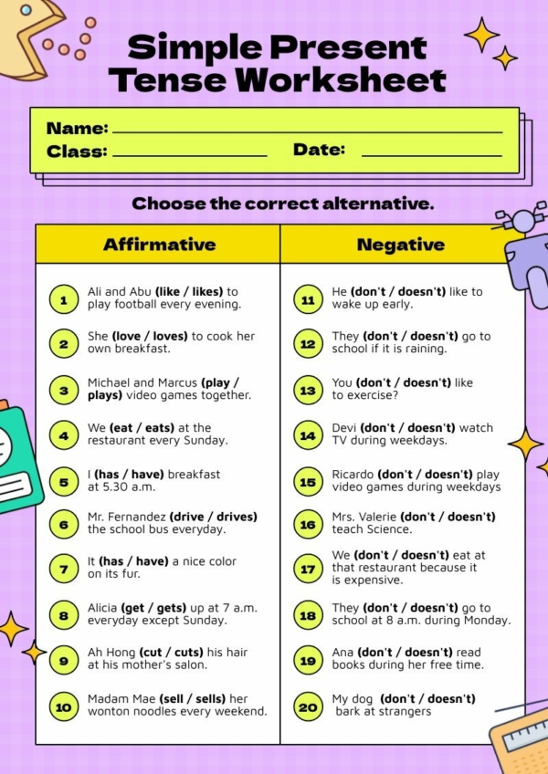 Simple Present Tense Worksheet Piktochart Worksheets Library