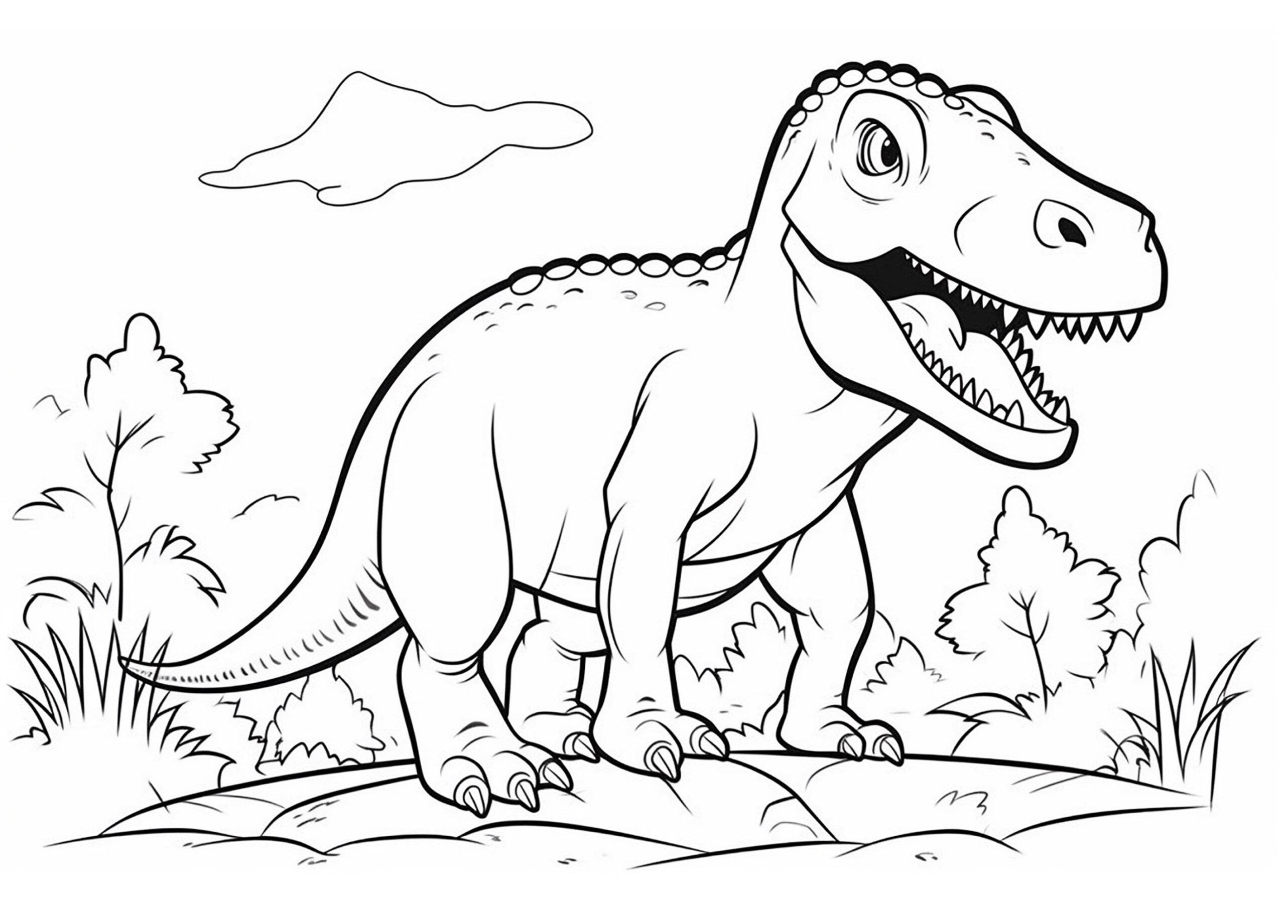 Simple Tyrannosaurus Rex Dinosaur Coloring Pages For Kids