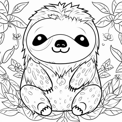 Sloth Coloring Pages For Kids