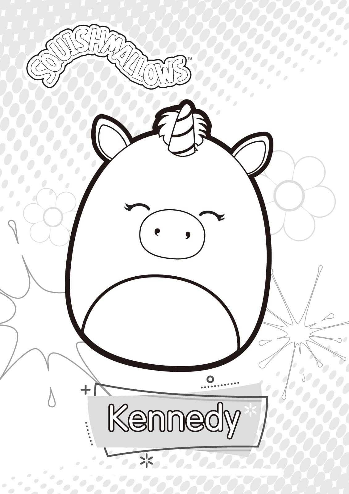 Smiling Kennedy The Unicorn From Squishmallow Coloring Page Coloring