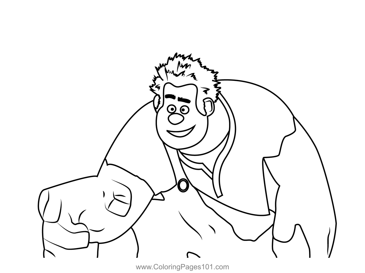Smiling Wreck It Ralph Coloring Page For Kids Free Wreck It Ralph 