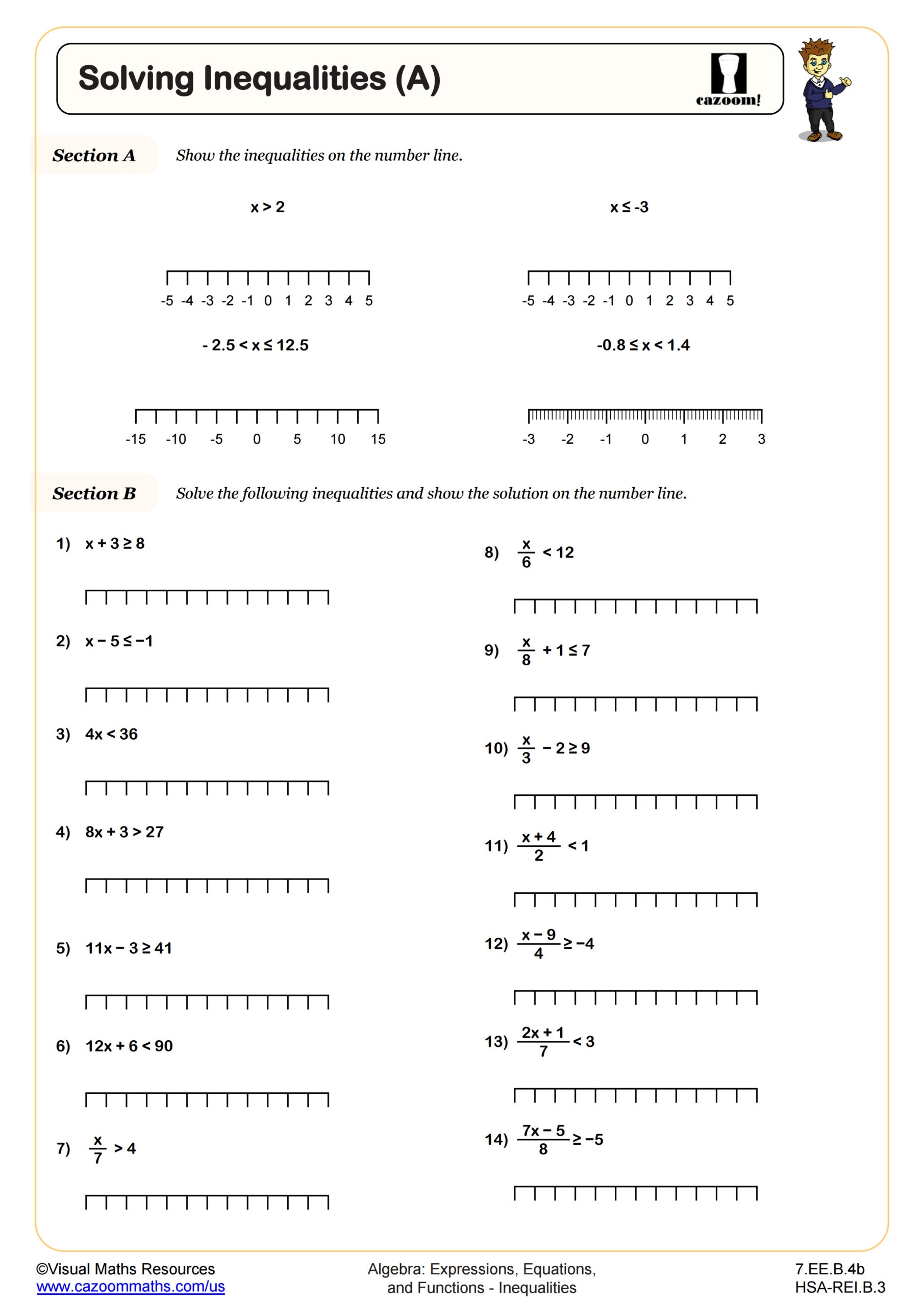 Solving Inequalities A Worksheet 7th Grade PDF Worksheets 