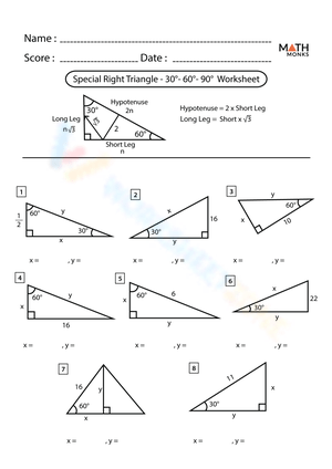 Special Right Triangles Worksheets