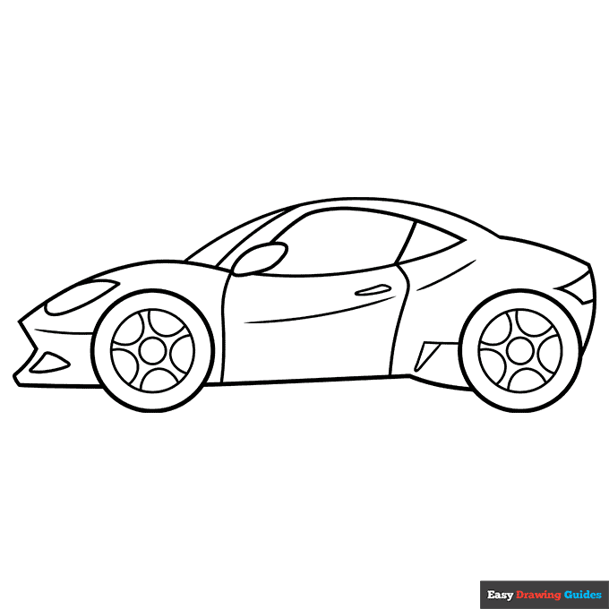 Sports Car Coloring Page Easy Drawing Guides