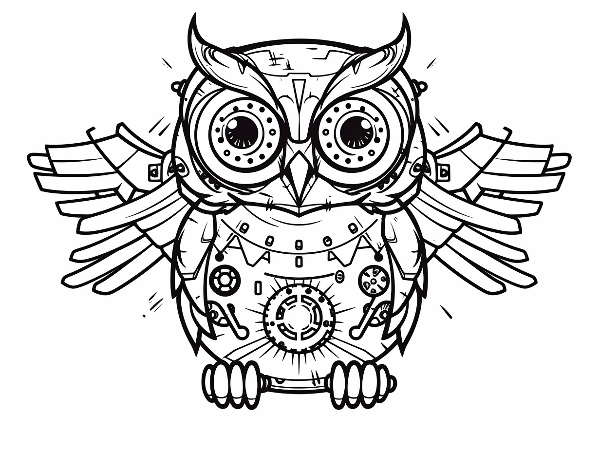 Steampunk Owl Coloring Sheet Coloring Page
