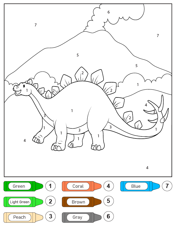 Stegosaurus Dinosaur Color By Number