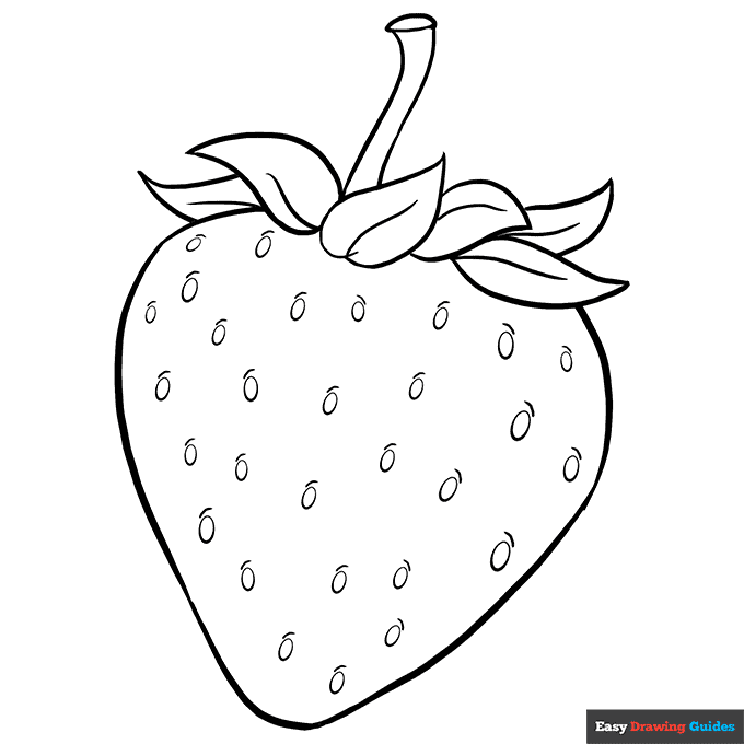 Strawberry Coloring Page Easy Drawing Guides