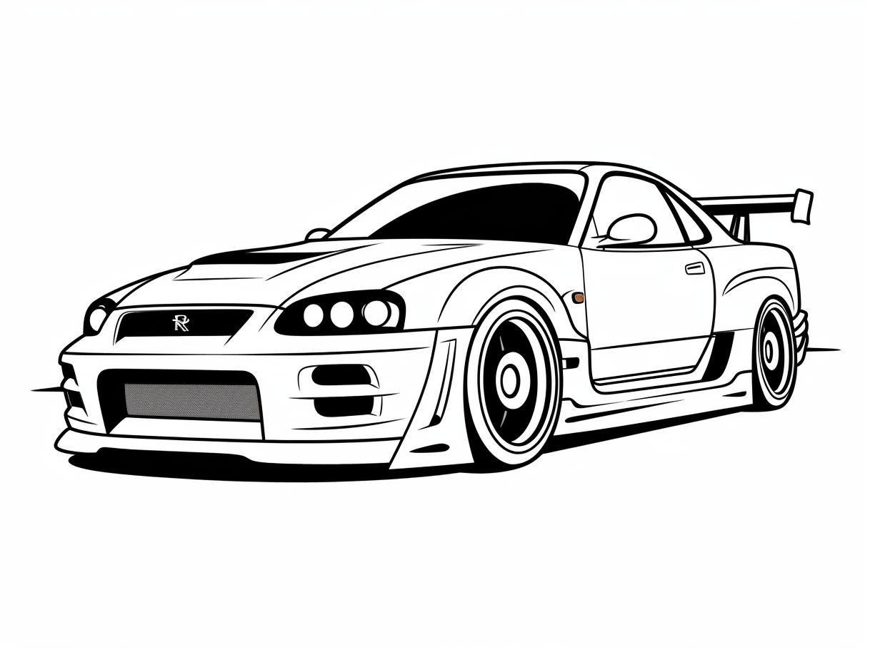 Stylish Drift Car Coloring Sheet Coloring Page