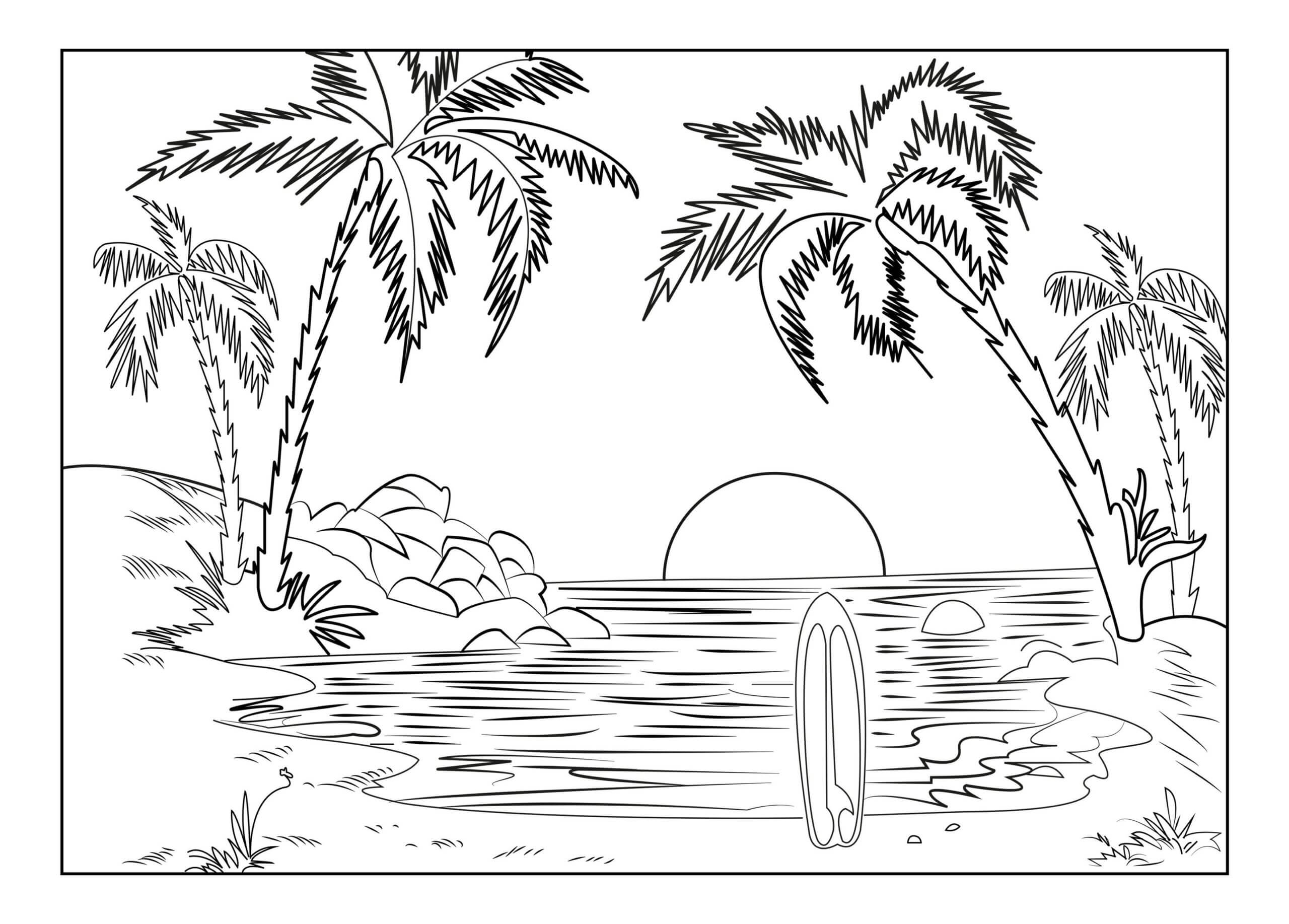 Sunset Landscape Coloring Page Free Printable Coloring Pages For Kids