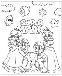 Super Mario Characters Coloring Page