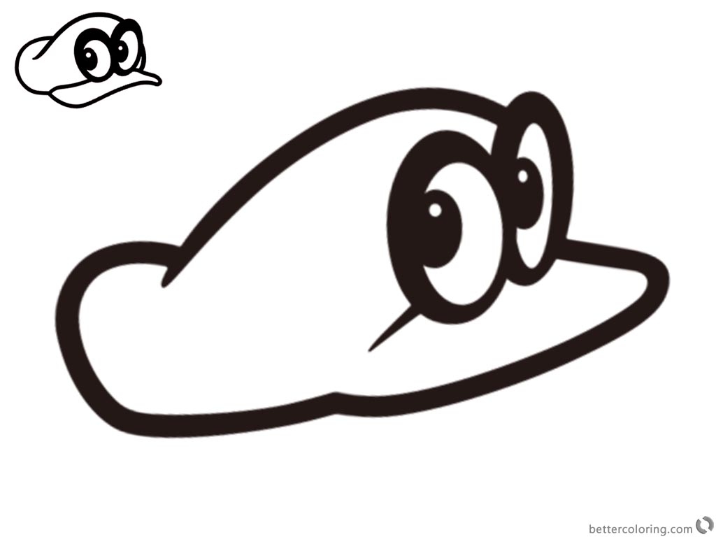 Super Mario Odyssey Coloring Pages Cute Cappy Free Printable Coloring 