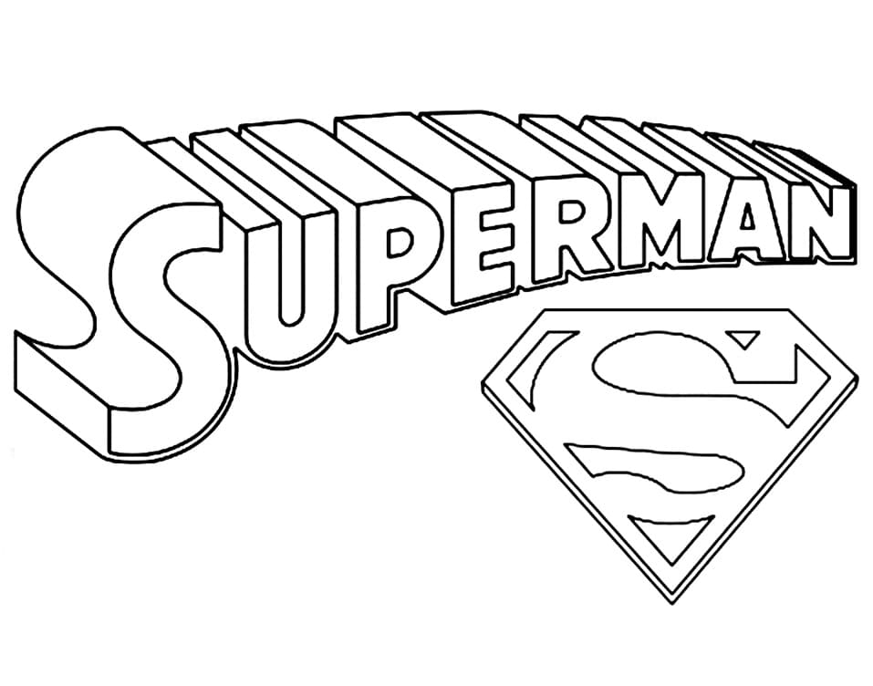 Superman Title And Symbol Coloring Page Free Printable Coloring Pages 