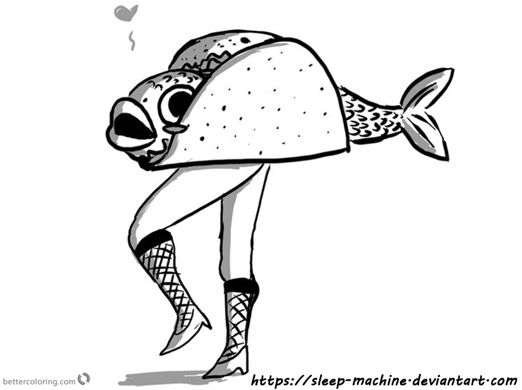 Taco Coloring Page Fish Taco By Sleep Machine Free Printable Coloring 